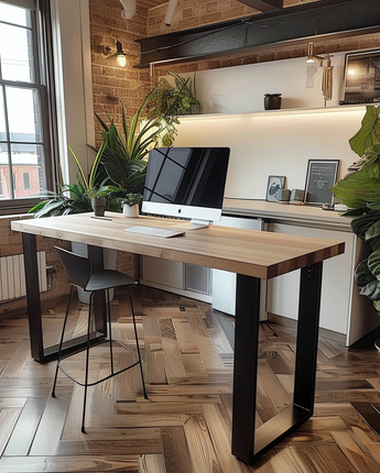 Oak Standing Workstation | High Meeting Table