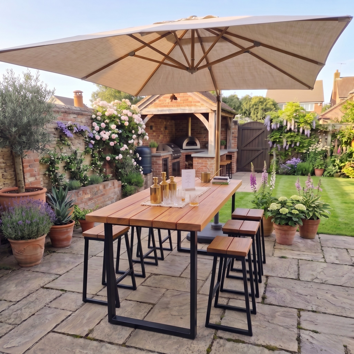 Outside High Table Rustic Iroko Outdoor High Bar Table – Ashford Blake
