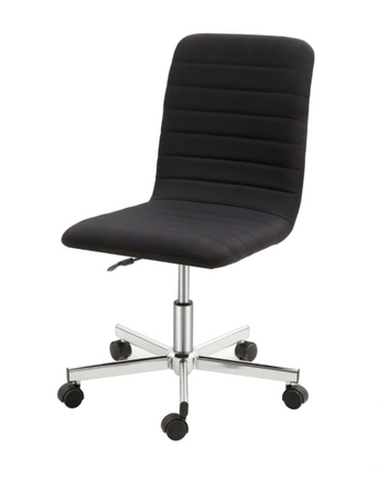 Black Armless Swivel Office Chair (Set of 2)