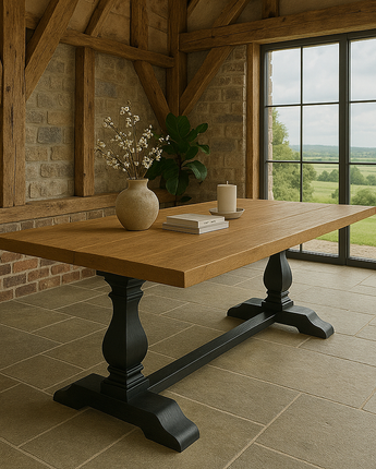 The Wesbury Rustic Oak Farmhouse Dining Table