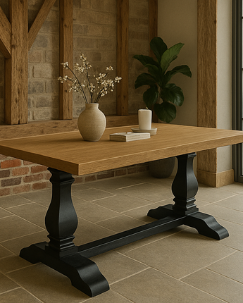 The Wesbury Rustic Oak Farmhouse Dining Table