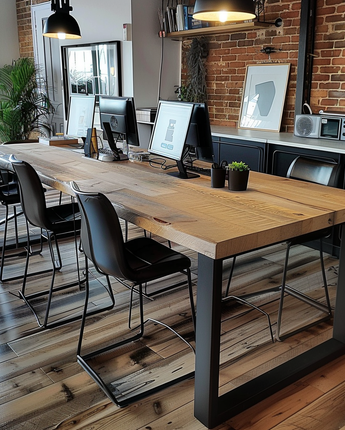 Chunky Rustic Standing Workstation | High Meeting Table