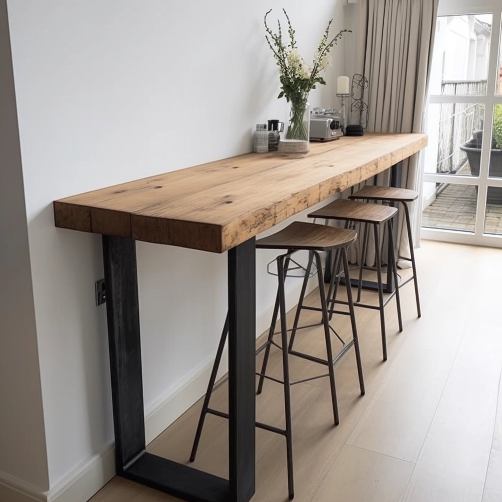 Chunky Rustic Breakfast Bar Table Freestanding Ashford Blake