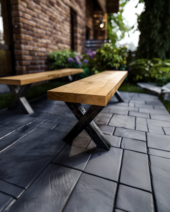 Chunky Rustic Outdoor Garden Bench - Ashford Blake